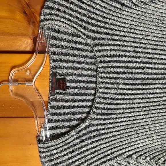 ALISON SHERI* faux belt y2k long sleeve ribbed striped grey/black round neck - Picture 6 of 12